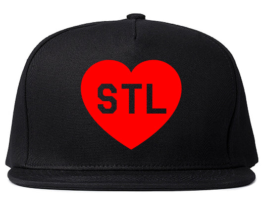 RED Heart STL St Louis Missouri Mens Snapback Hat Black