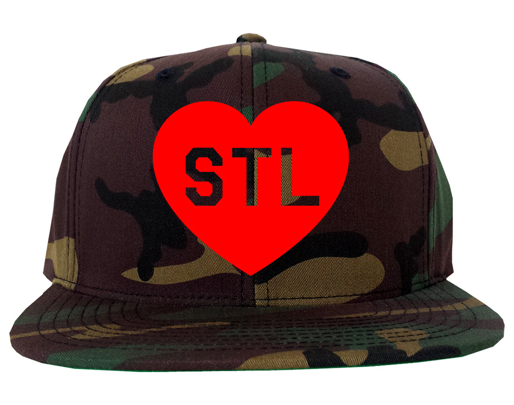 RED Heart STL St Louis Missouri Mens Snapback Hat Camo