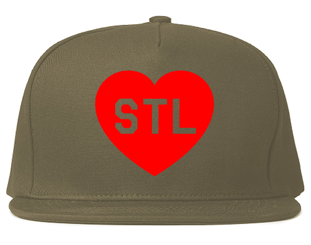 RED Heart STL St Louis Missouri Mens Snapback Hat Grey