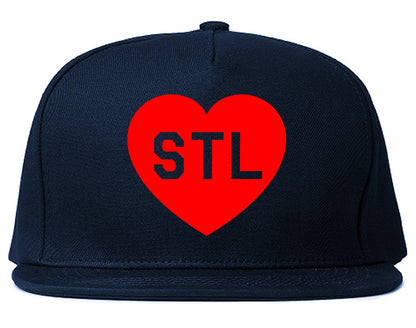 RED Heart STL St Louis Missouri Mens Snapback Hat Navy Blue