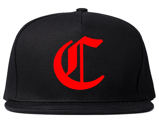 RED Letter C Chicago Illinois Mens Snapback Hat Black