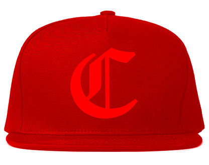 RED Letter C Chicago Illinois Mens Snapback Hat Red