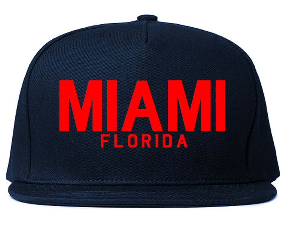 RED Miami Florida Mens Snapback Hat Navy Blue