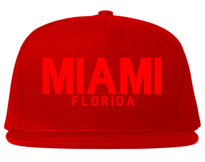 RED Miami Florida Mens Snapback Hat Red