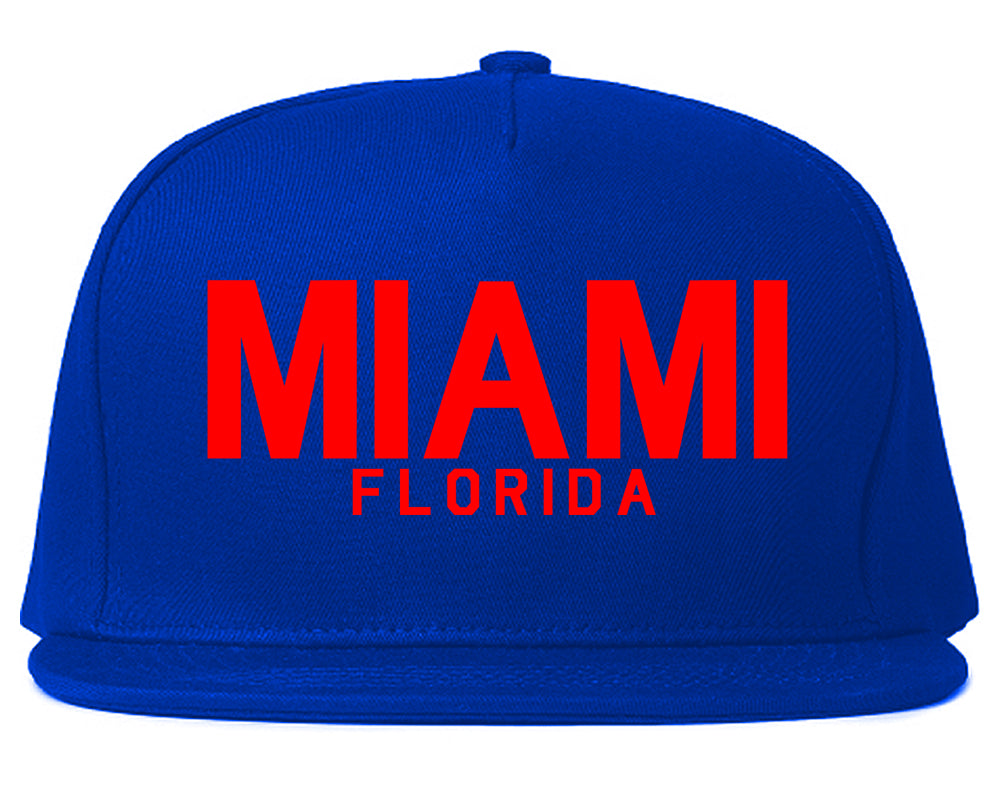 RED Miami Florida Mens Snapback Hat Royal Blue