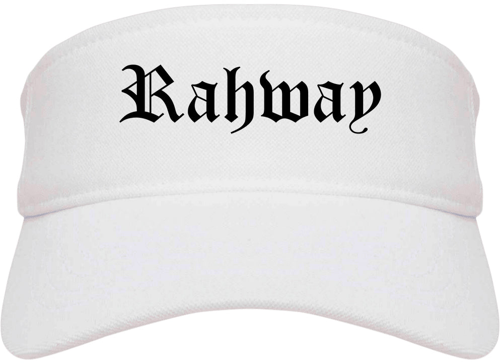 Rahway New Jersey NJ Old English Mens Visor Cap Hat White