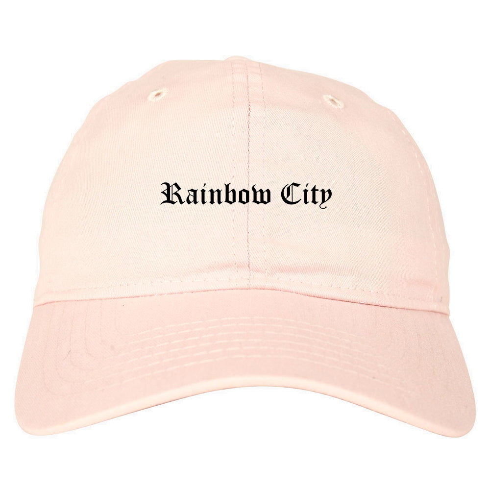 Rainbow City Alabama AL Old English Mens Dad Hat Baseball Cap Pink