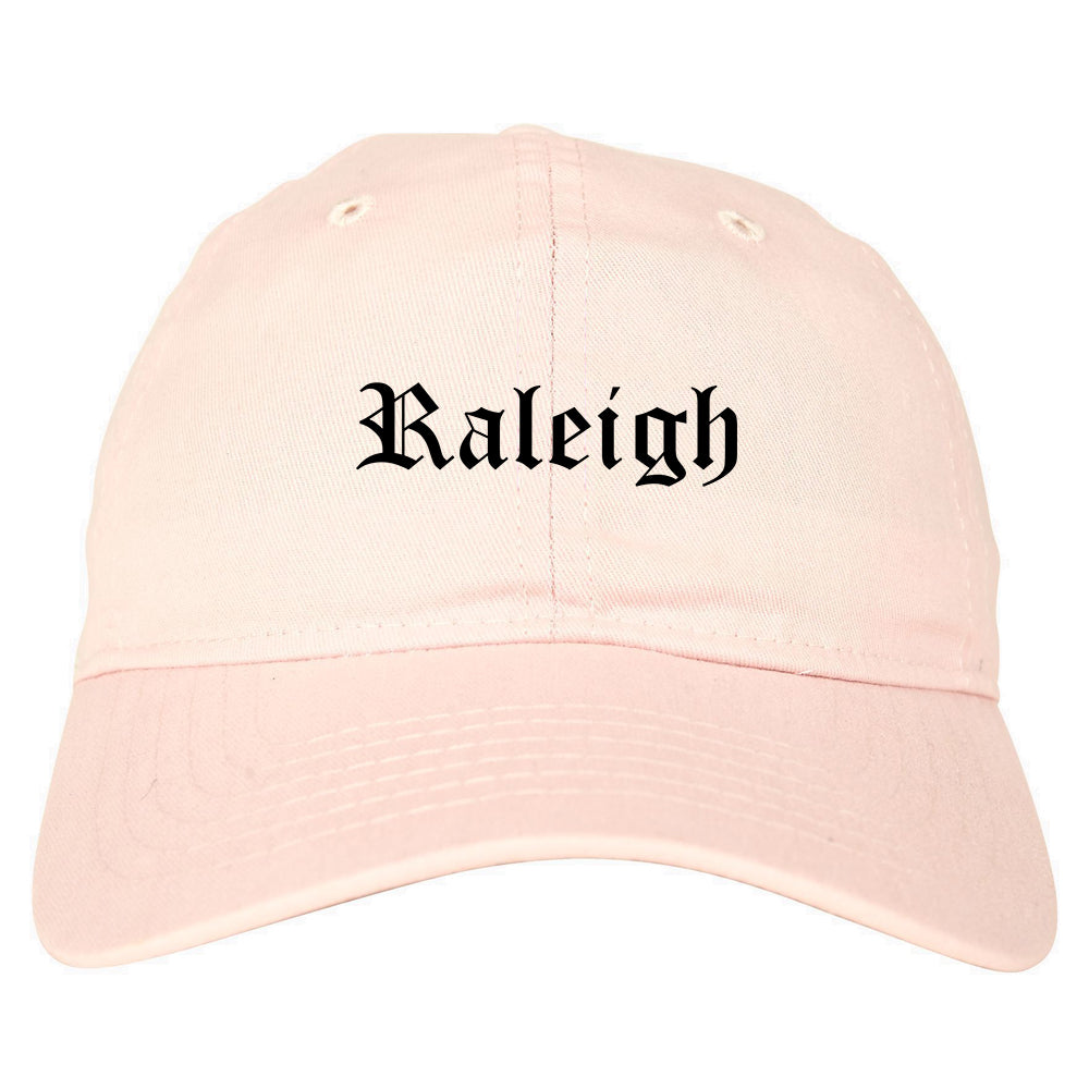Raleigh North Carolina NC Old English Mens Dad Hat Baseball Cap Pink