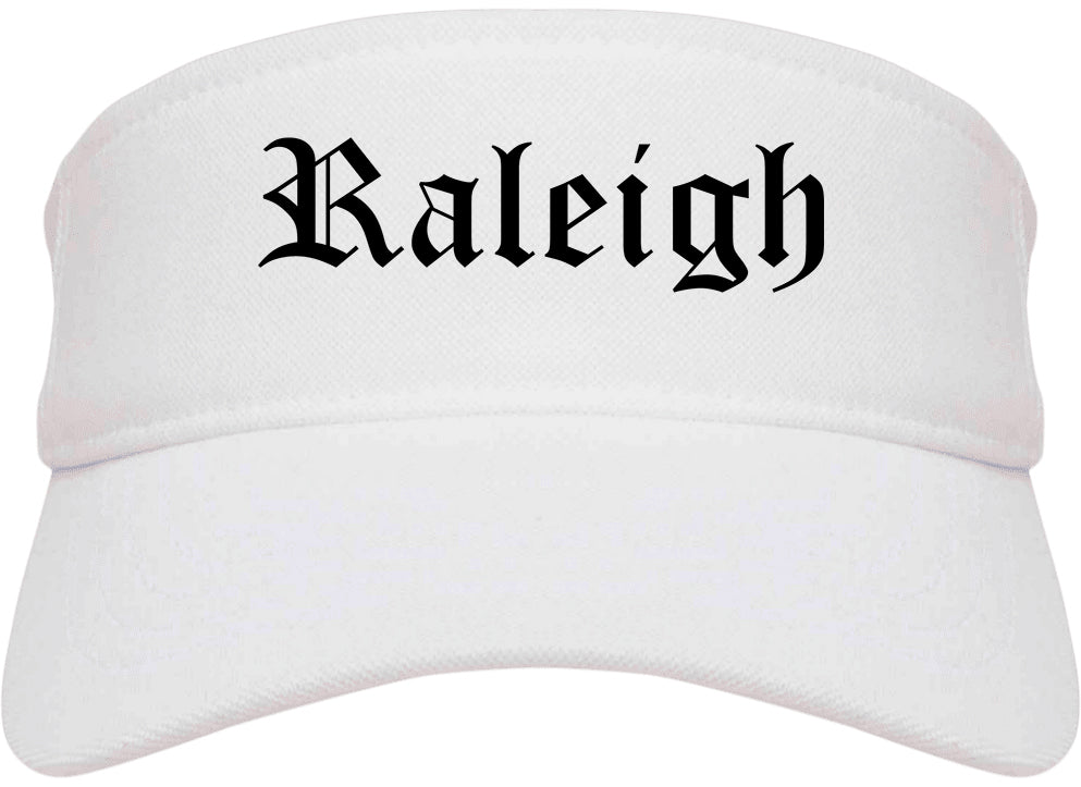 Raleigh North Carolina NC Old English Mens Visor Cap Hat White