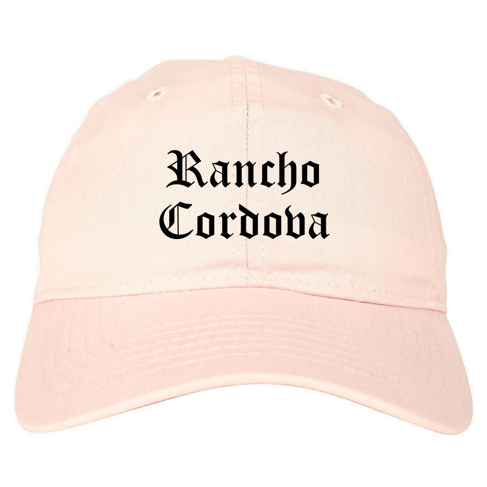 Rancho Cordova California CA Old English Mens Dad Hat Baseball Cap Pink