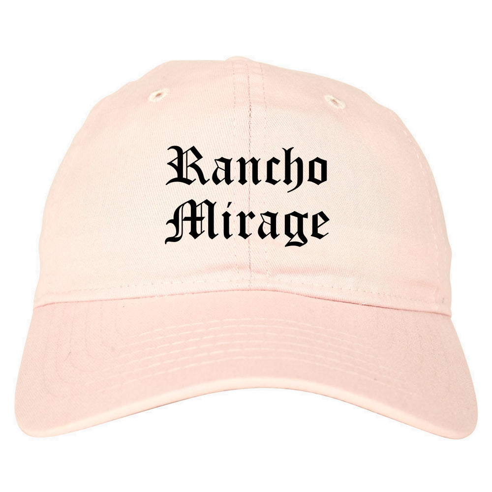 Rancho Mirage California CA Old English Mens Dad Hat Baseball Cap Pink