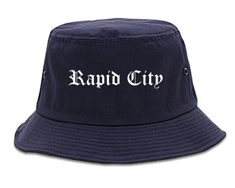 Rapid City South Dakota SD Old English Mens Bucket Hat Navy Blue