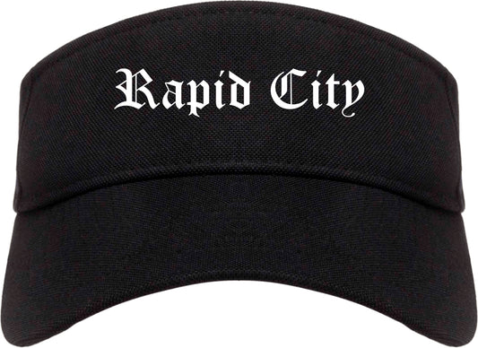 Rapid City South Dakota SD Old English Mens Visor Cap Hat Black