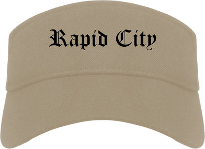 Rapid City South Dakota SD Old English Mens Visor Cap Hat Khaki