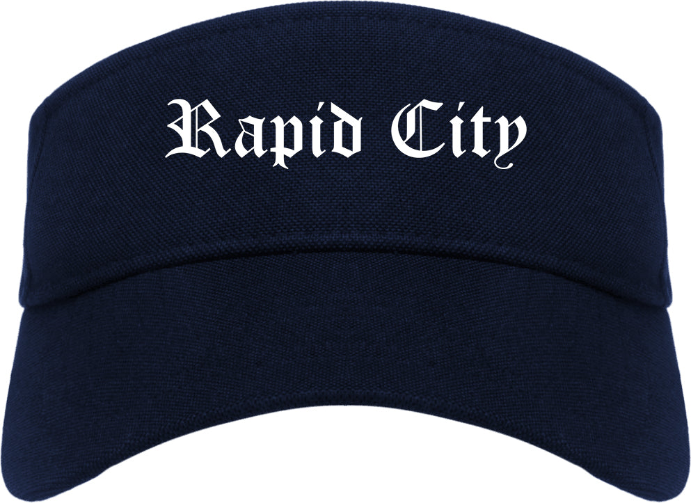 Rapid City South Dakota SD Old English Mens Visor Cap Hat Navy Blue