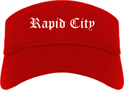 Rapid City South Dakota SD Old English Mens Visor Cap Hat Red