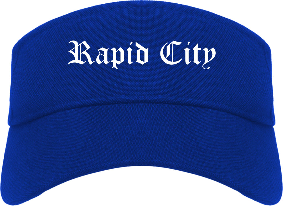 Rapid City South Dakota SD Old English Mens Visor Cap Hat Royal Blue