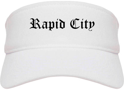 Rapid City South Dakota SD Old English Mens Visor Cap Hat White