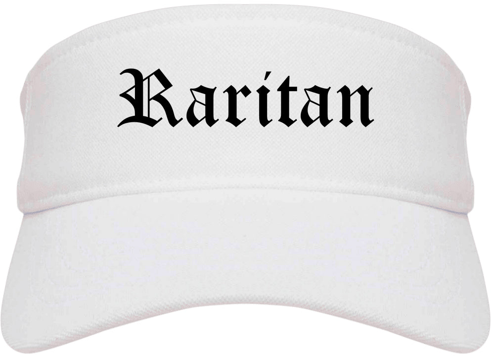 Raritan New Jersey NJ Old English Mens Visor Cap Hat White