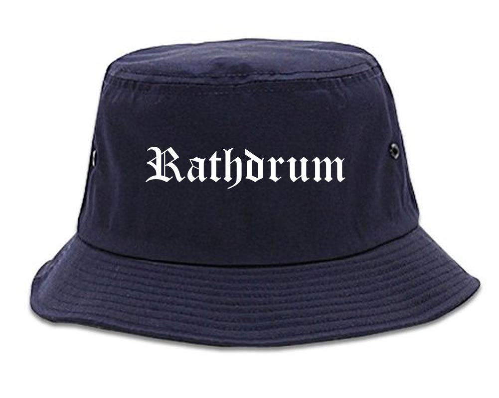 Rathdrum Idaho ID Old English Mens Bucket Hat Navy Blue