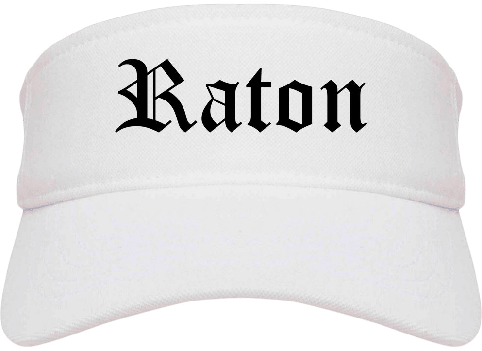 Raton New Mexico NM Old English Mens Visor Cap Hat White