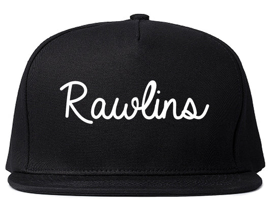 Rawlins Wyoming WY Script Mens Snapback Hat Black