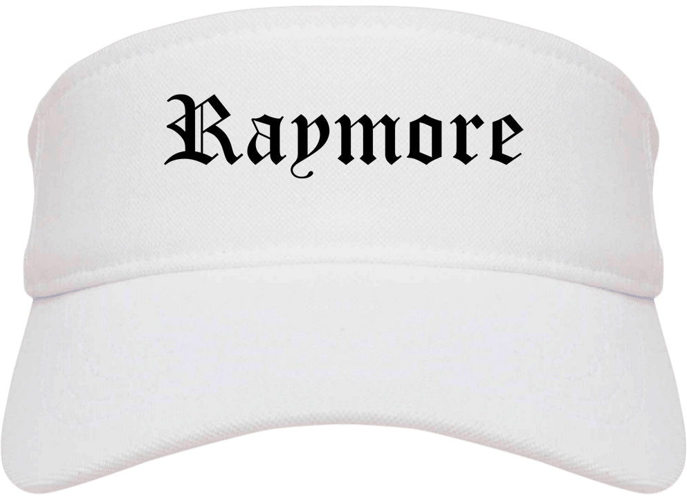 Raymore Missouri MO Old English Mens Visor Cap Hat White