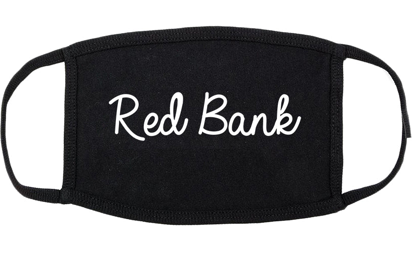 Red Bank New Jersey NJ Script Cotton Face Mask Black