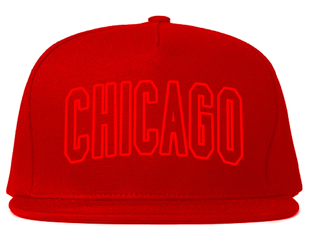 Red Chicago Illinois Outline Mens Snapback Hat Red