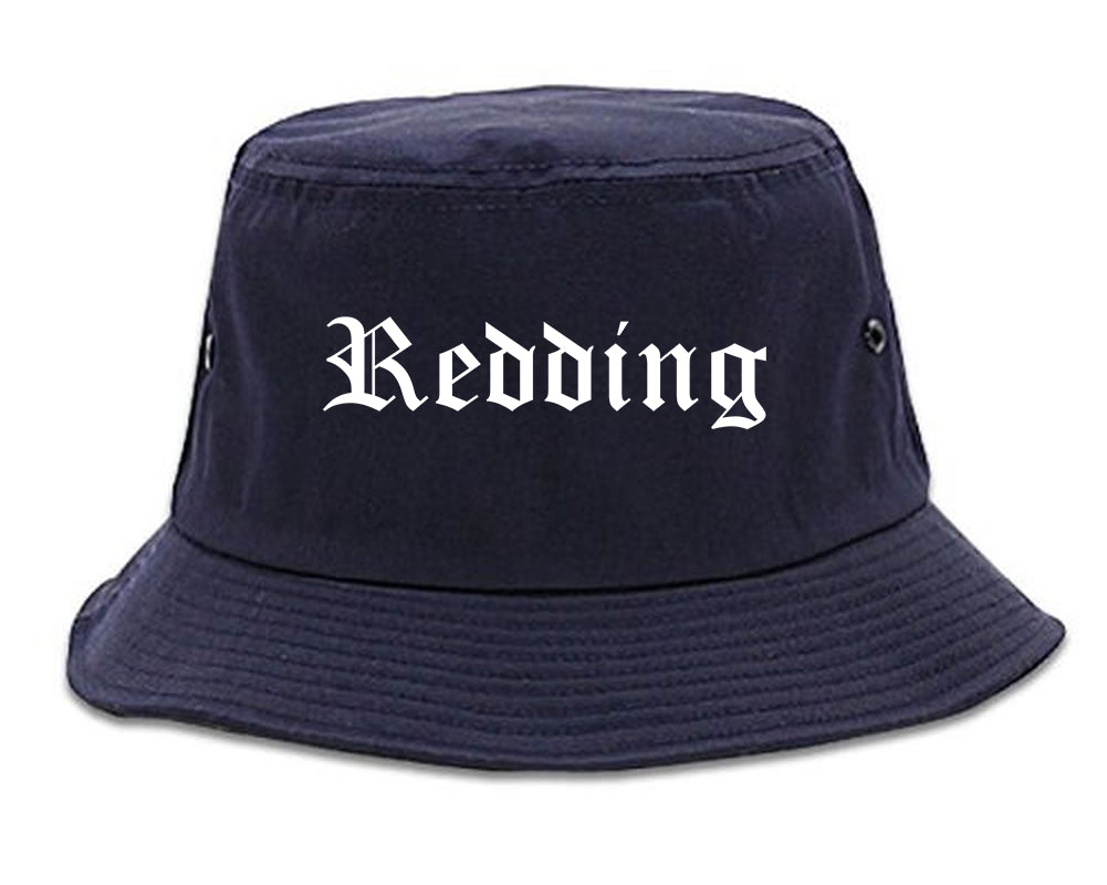 Redding California CA Old English Mens Bucket Hat Navy Blue