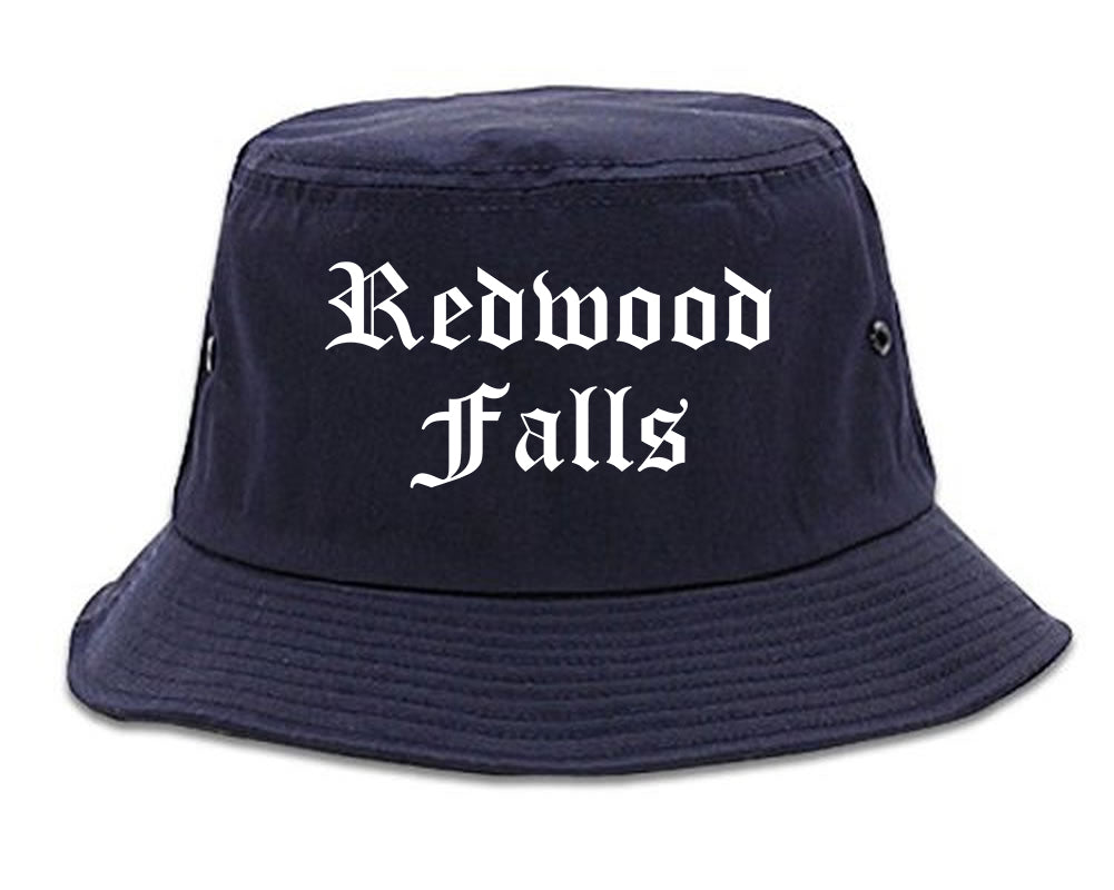 Redwood Falls Minnesota MN Old English Mens Bucket Hat Navy Blue