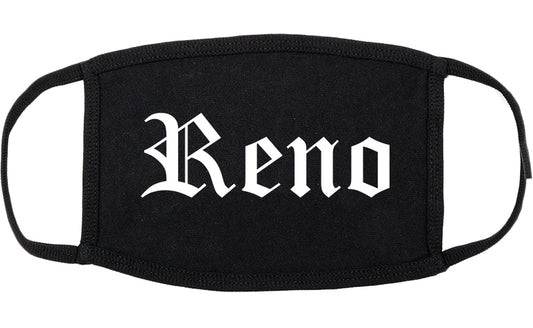 Reno Nevada NV Old English Cotton Face Mask Black