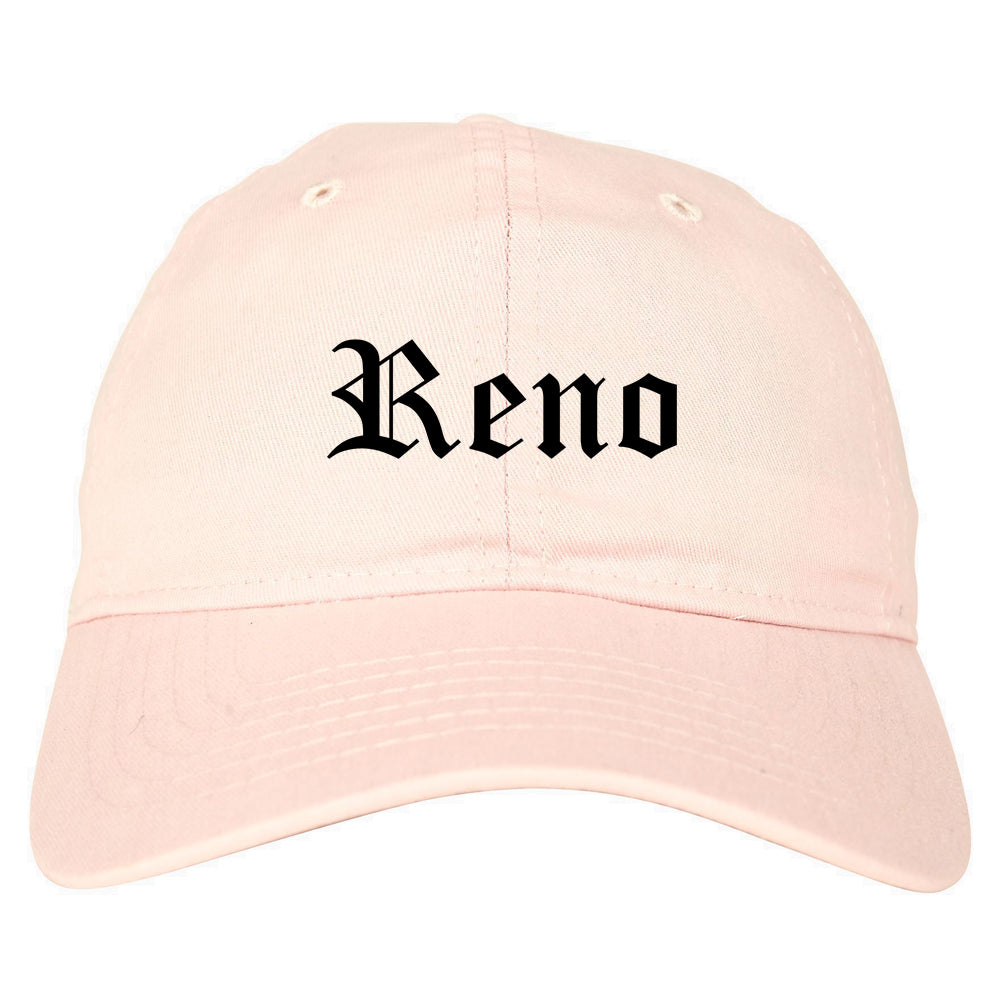 Reno Nevada NV Old English Mens Dad Hat Baseball Cap Pink