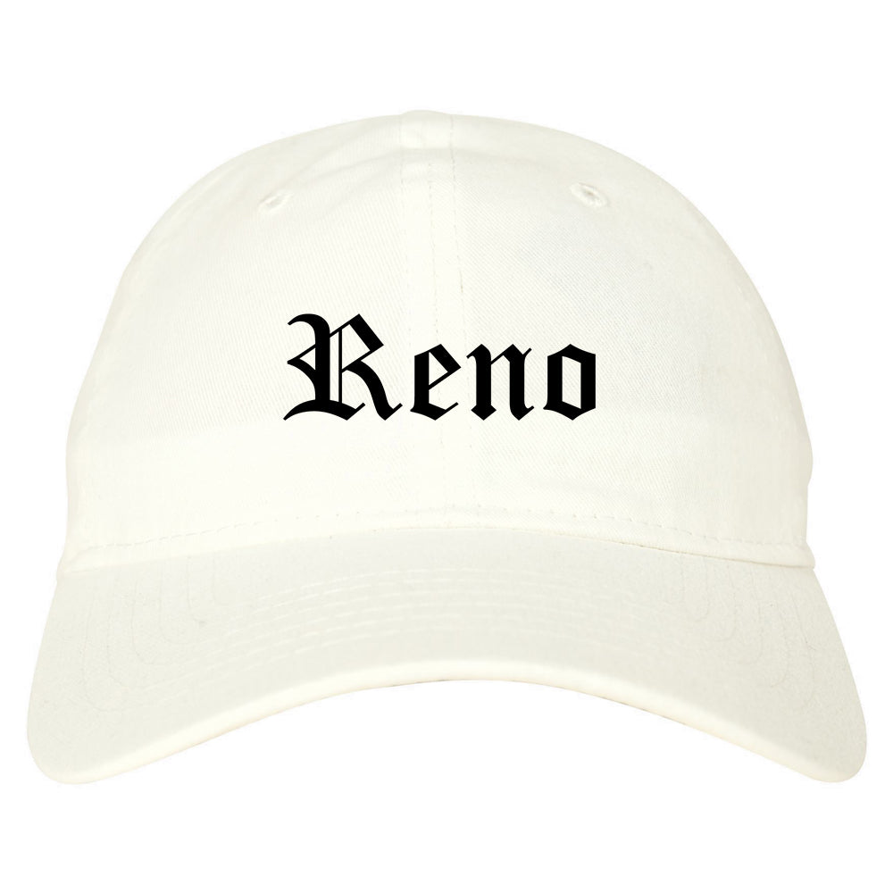 Reno Nevada NV Old English Mens Dad Hat Baseball Cap White