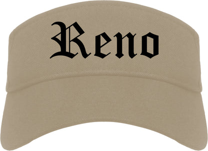 Reno Nevada NV Old English Mens Visor Cap Hat Khaki