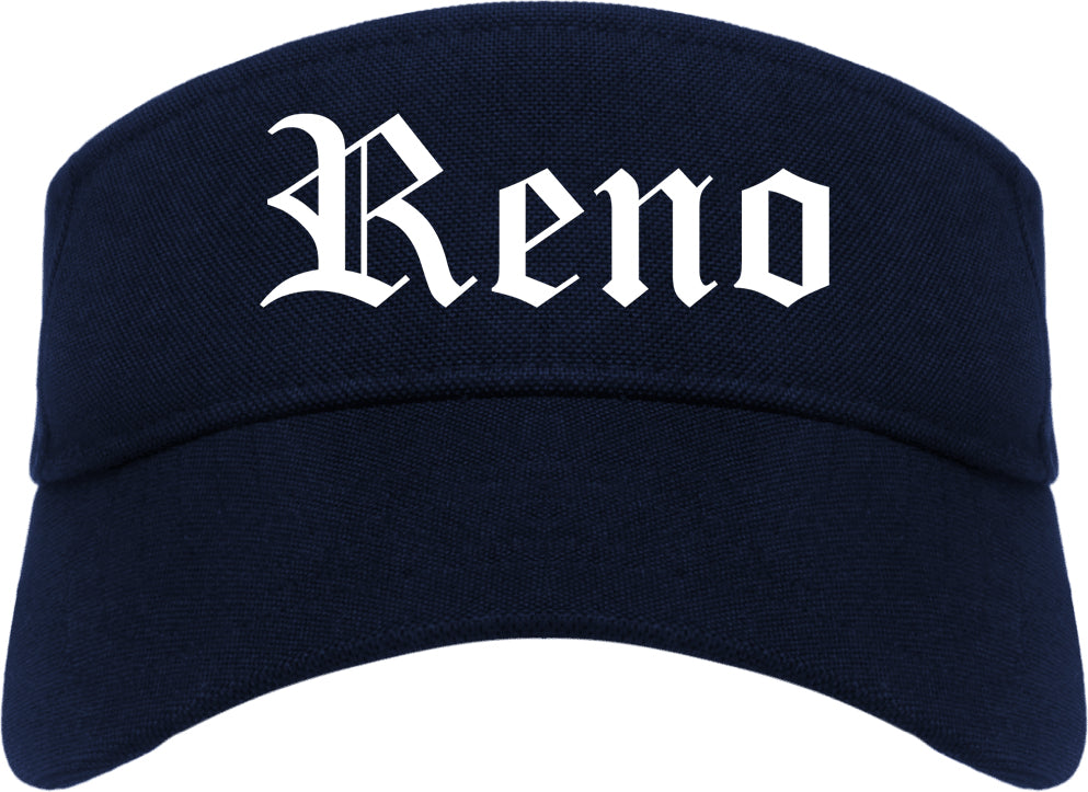 Reno Nevada NV Old English Mens Visor Cap Hat Navy Blue
