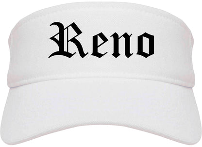 Reno Nevada NV Old English Mens Visor Cap Hat White