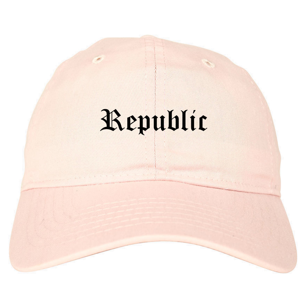 Republic Missouri MO Old English Mens Dad Hat Baseball Cap Pink