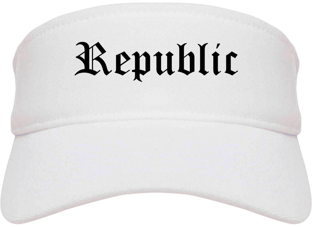 Republic Missouri MO Old English Mens Visor Cap Hat White