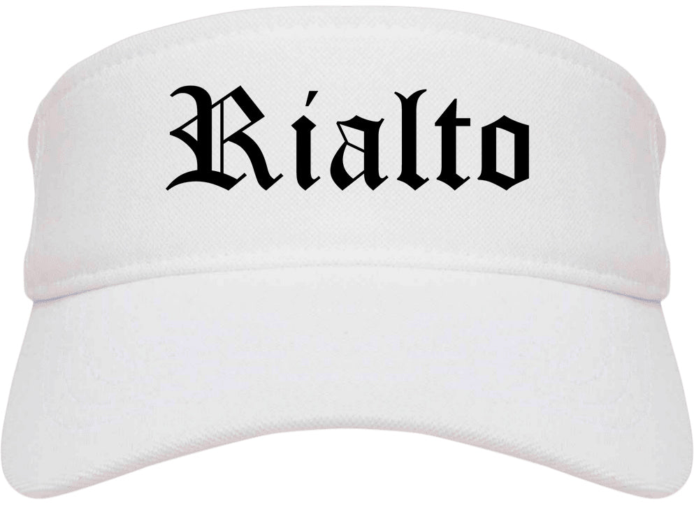 Rialto California CA Old English Mens Visor Cap Hat White