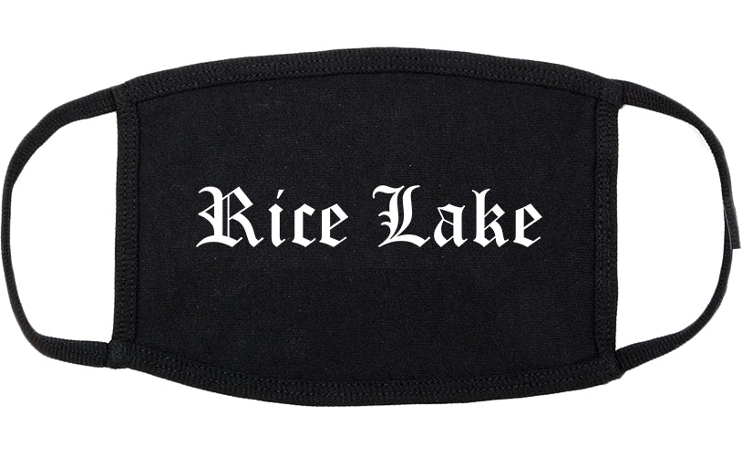 Rice Lake Wisconsin WI Old English Cotton Face Mask Black