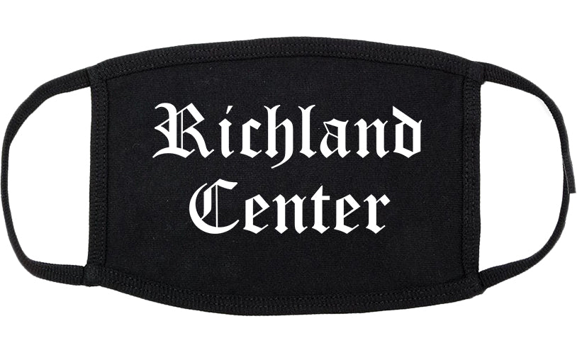 Richland Center Wisconsin WI Old English Cotton Face Mask Black