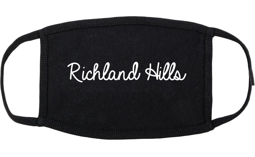 Richland Hills Texas TX Script Cotton Face Mask Black