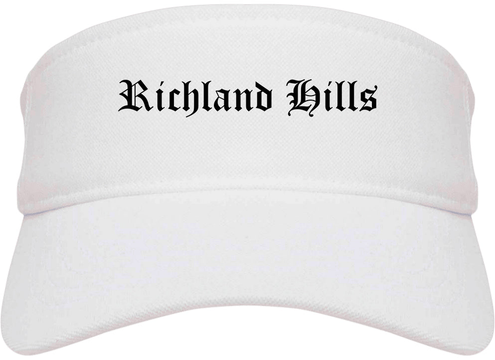 Richland Hills Texas TX Old English Mens Visor Cap Hat White