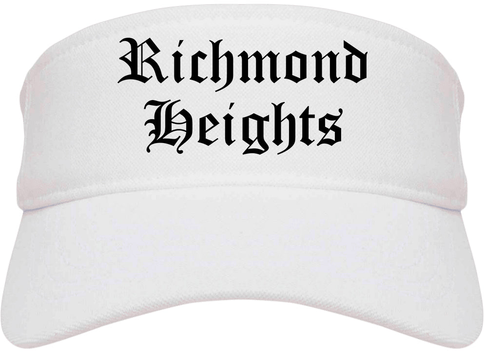 Richmond Heights Missouri MO Old English Mens Visor Cap Hat White
