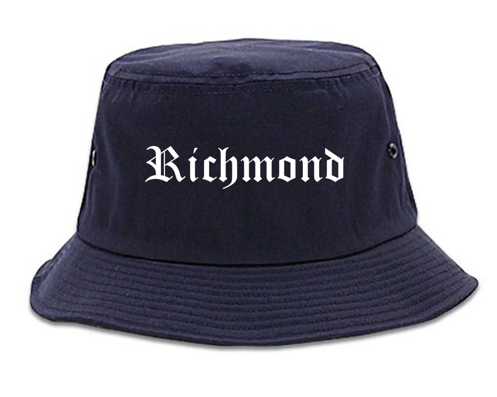 Richmond Michigan MI Old English Mens Bucket Hat Navy Blue