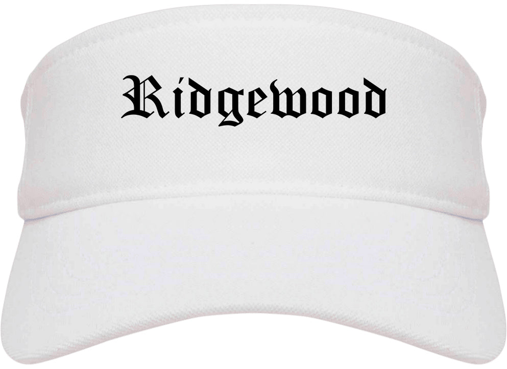 Ridgewood New Jersey NJ Old English Mens Visor Cap Hat White