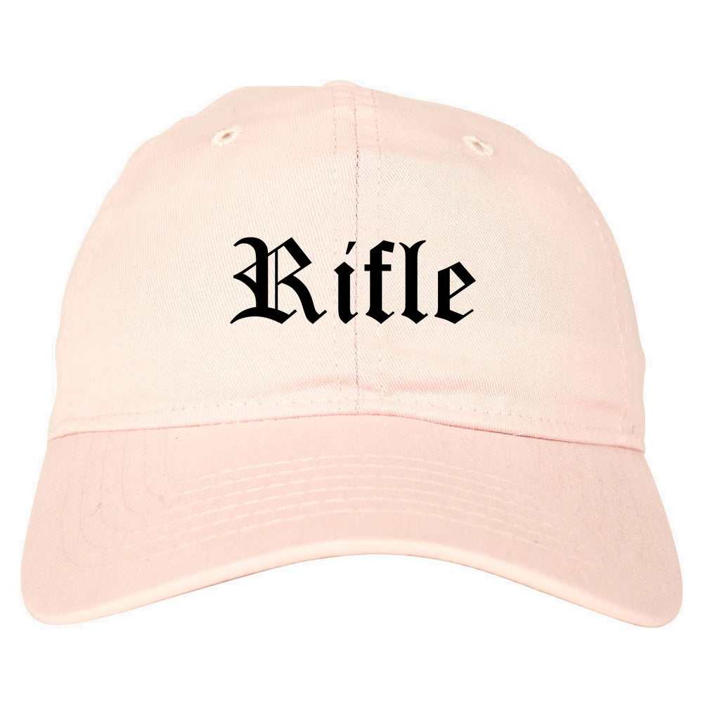 Rifle Colorado CO Old English Mens Dad Hat Baseball Cap Pink