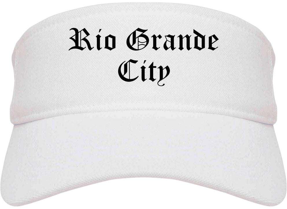 Rio Grande City Texas TX Old English Mens Visor Cap Hat White