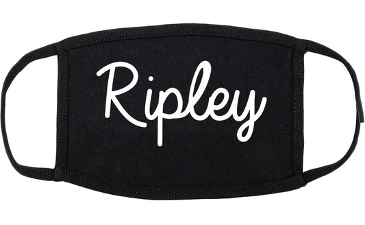 Ripley Mississippi MS Script Cotton Face Mask Black